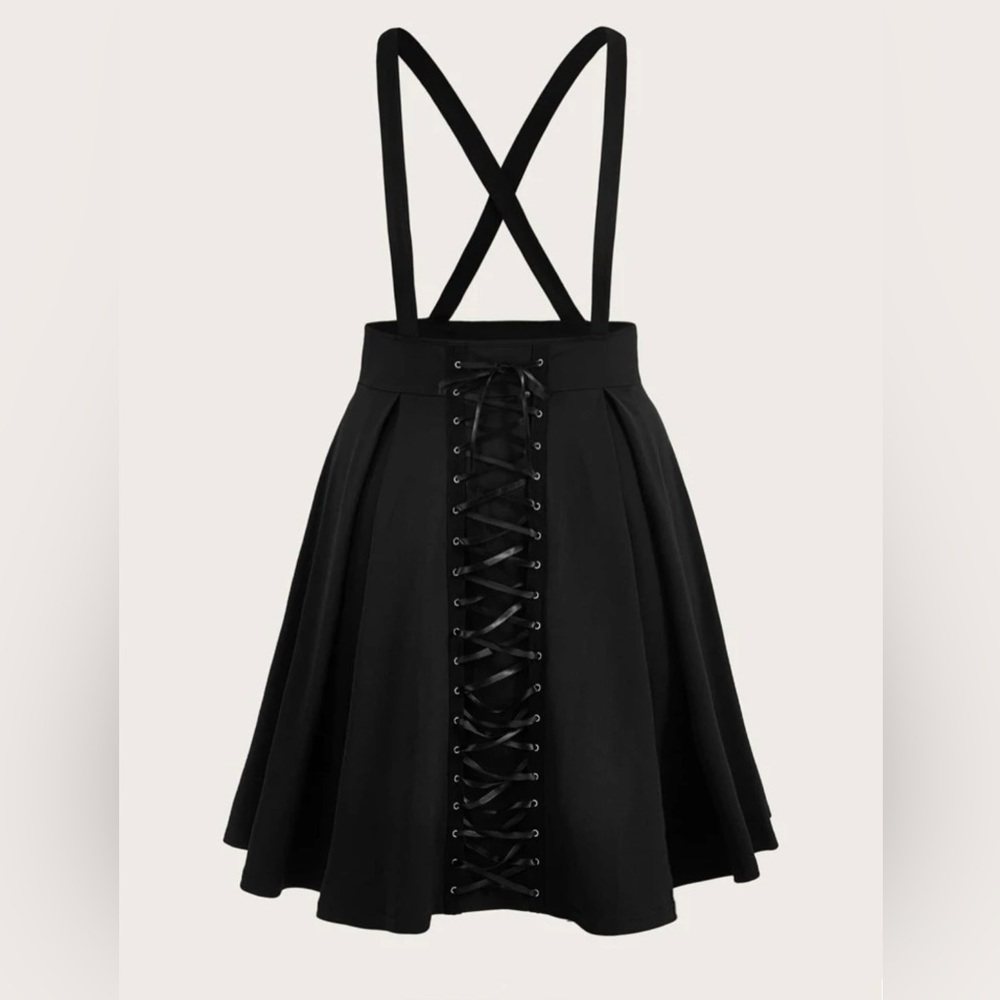 Lace up skirt with suspenders